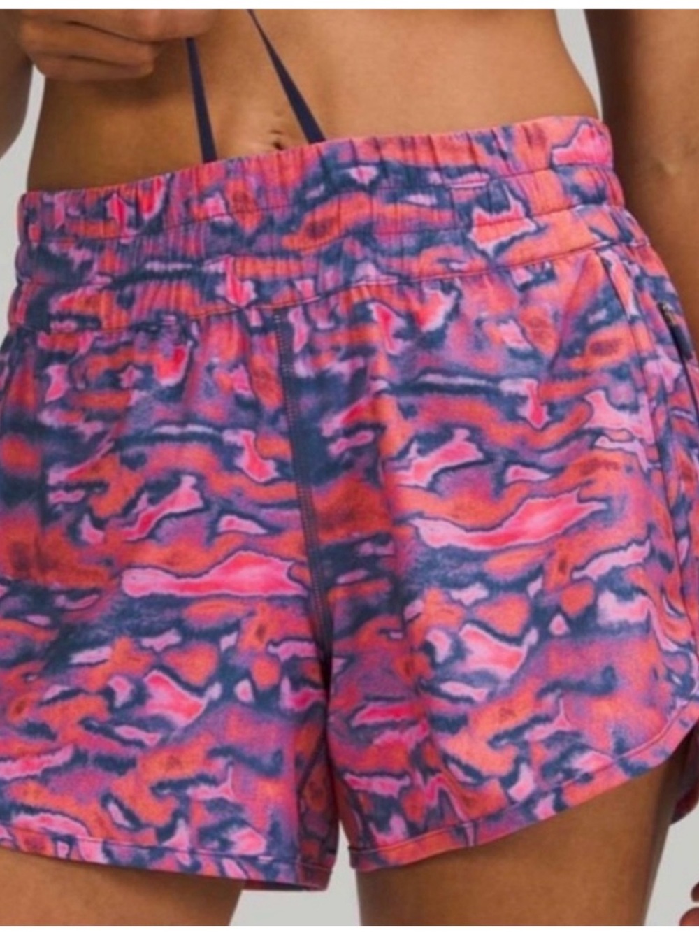 Lululemon Track That Pink & Blue Marbled Mid-Rise Short 6